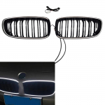 BMW 3 serijos F34 GT 328i 330i 335i 340i 2012-18 Priekinės inkstų grotelės Lenktyninės grotelės Vir&scaron;utinio buferio gaubto tinklelio grotelės Su LED &scaron;viesa juoda