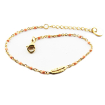 Les Tr&eacute;sors De Lily [R0260] - Bracelet cr&eacute;ateur Acier 'Boho' rose dor&eacute; - 10x3 mm (plume) ry&scaron;kiai rožinė