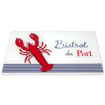 Les Tr&eacute;sors De Lily [A2467] - Planche &agrave; d&eacute;coupe / dessous de plat verre 'Bistrot du Port' rouge bleu blanc (homard) - 30x20 cm raudona