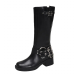 Mada Retro Kaubojus Moterys Vidutinio ilgio Vakarų Moteri&scaron;ki Ilgi Diržo Sagtis Rudens Batai Riterio Aulinukai Botas Mujer55 Platforma Zapatos Trafza 38