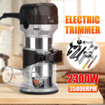 2300W Elektrinis trimeris 40000 aps/min Rankinis medžio apdirbimo trimeris Medžio apdirbimo graviravimas Frezavimas Rankinis frezeris Laminato apipjaustymo ma&scaron;inos rinkinys