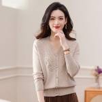 Women's 100% Pure Wool V-Neck Cardigan 2XL