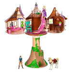 Disney parduotuvės veiksmo žaislas Rapunzel bok&scaron;to žaidimų rinkinys - 19 dalių &bdquo;Tangled&ldquo; žaidimų rinkinys su Rapunzel, Flynu ir kitais princesių žaislais - Bok&scaron;to butas, skulptūrinis beige