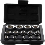 Moteri&scaron;kas E Torx lizdų rinkinys su dėklu, 1/4, 3/8, 1/2 colio. Drive E4-E24 i&scaron;orinis Torque Star lizdo komplektas, 14 vnt