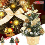 40 cm Stalvir&scaron;is Dirbtinė maža Kalėdų eglutė su LED lemputėmis, papuo&scaron;alai Kalėdos raudona