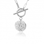 Gotikiniai mėnulio ir žvaigždžių karoliai moterims nerūdijančio plieno smeigtukų grandinės apvalūs pakabukai kaklo papuo&scaron;alai vintage OT sagtimi kaklo papuo&scaron;alai 45cm