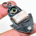 Scolecite, Evil Eye Handmade 925 Sterling Silver Pendant 2.48 b1i34