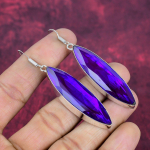Ametisto auskarai su brangakmeniais, 925 prabos sidabro rankų darbo auskarai, naujausio dizaino papuo&scaron;alai 2.76 Inches violetinė