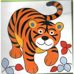 Kit Canevas Enfant - P&eacute;n&eacute;lope - Tigre - 14 x 14 cm - Imprim&eacute; blanc - Fournitures compl&egrave;tes balta