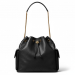 Tory Burch Charlie Rai&scaron;teliu Užsegamas Odinis Pečių Krep&scaron;ys Didelis Moteri&scaron;kas Pečių Krep&scaron;ys Juodas 185830-001 Basic Set (Bag+Dust Bag)