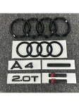 AUDI A4 4 žiedų logotipas ABS Juodas Automobilio Variklio Dangtis Priekinės Grotelės Galinės Bagažinės Emblema Lipdukas A4 Ženklas Quarrto 2.0T Sline Emblema A4 2008-2017
