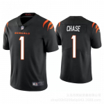 Cincinnati Bengals NFL Futbolo Džersis Burrow 9 Chase 1 Siuvinėtas Gerbėjo Apranga Unisex V formos i&scaron;kirptė Medvilninis Sportinis Mar&scaron;kinėlis XXXL black