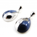 Les Tr&eacute;sors De Lily [J0354] - Boucles Argent 'Ruth' oeil de chat bleu