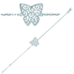 Les Tr&eacute;sors De Lily [J9614] - Bracelet Argent 'Papillon' argent&eacute; (rhodi&eacute;) - 16x15 mm