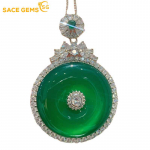 SACE GEMS Klasikinė žalia taikos sagtis, cirkonio moteri&scaron;ka kaklo karoliai, mados dovana