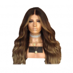 Talos Moteri&scaron;kas ilgas banguotas perukas, centrinis atsiskyrimo stiliaus gradientas, garbanotų rožių plaukų tinklelis