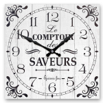 Les Tr&eacute;sors De Lily [A2862] - Horloge Murale bois 'Le Comptoir des Saveurs' gris - 28x28 cm pilka