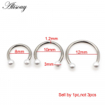 Alisouy 1vnt nerūdijančio plieno 16G perlai apskrito pasaga C klipas lūpų nosies auskaras Tragus pertvaros žiedas spiralės kremzlės auskaras #1 1.2*8*3mm