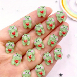 50 vnt. dervos mini blizgučiai, spalvingi Kawaii žalia, meilės varlės menas. žalia