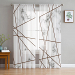 Balto marmuro tekstūros rožinės spalvos trikampio tiulio permatomos lango užuolaidos svetainei virtuvei vaikams miegamojo Voile pakabinamos užuolaidos W135 x H114cm x2