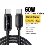Essager PD 60W 100W Greito Įkrovimo Kabelis USB C į Type-C Skaitmeninis Ekranas Skirtas Iphone15 Huawei Xiaomi Samsung Honor Ne&scaron;iojamojo Kompiuterio Įkrovimui 1m 60W C-C juoda