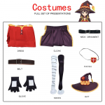 KonoSuba Dievo palaiminimas &scaron;iame nuostabiame pasaulyje Konosuba Megumin apsiausto suknelės uniformos apranga perukas Helovino Anime Cosplay kostiumai XS