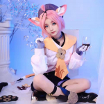 Diona Cosplay Kostiumas Anime Paltas Kelnės Žaidimas Lolita Apranga Helovino Karnavalo Kostiumas Vakarėliui L-(Costume+Wig)