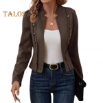 Spring Auutmn Moteri&scaron;kas paltas su dvieiliu stovinčiu apykaklės mygtuku Slim Fit ilgomis rankovėmis Retro stiliaus kardiganas kasdienai ne&scaron;iojamas lauko striukė S žalia