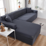 Vienspalvis sofos užvalkalas svetainei Elastingas sofos užvalkalas Apsauga L formos kampinės sofos užvalkalas &Scaron;ezlongas 4-seater tamsiai pilka spalva