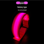 LED atspindinti apyrankė: USB įkrovimo sportinė apyrankė naktiniam bėgimui, važiavimui dviračiu, signalinei apyrankei su tinklelio dizainu. battery model rožinė
