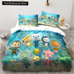 Naujas 3D animacinis filmukas Octonauts 2/3 vnt. patalynės komplektas miegamajam vienai dvigulei lovai karali&scaron;ko dydžio antklodės užvalkalas ir pagalvės užvalkalas vaiko gimtadienio dovana EU single(135x200cm)