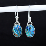 Natūralus vaivoryk&scaron;tinis kalsilicos brangakmenis 925 prabos sidabrinis auskaras, Boho sidabriniai kabantys auskarai, Dovanos vestuvėms Dovanos jai 2.16" mėlyna