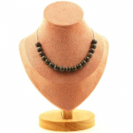 Pierres et Min&eacute;raux. Collier 15 perles Obsidienne flocon de neige marron 8 mm. Chaine en Collier femmes, hommes. Taille personnalis