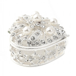 European Heart-shaped Silver-plated Jewelry Box with Diamond & Pearl Inlays 6*5.7*4