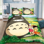 Anime antklodės užvalkalas, pagalvės užvalkalas, patalynės komplektas T-TotoroS Kawaii suaugusiems berniukams, mergaitėms, miegamojo dekoravimas, vaikams, viengulis, dvigulis, didelis dydis 155x220cm&set