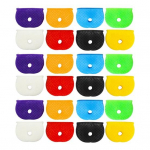 24/32/40 vnt. Spalvoti raktų dangteliai Lankstūs apvalūs guminiai raktų dangteliai Pusapvaliai raktų etiketės Namų raktų identifikatoriai Nekeistos formos raktai 24