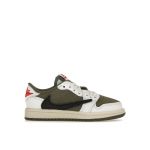 Travis Scott x Air Jordan 1 Retro Low OG SP PS Atvirk&scaron;tinė alyvuogių / Vidutinė alyvuogių vaiki&scaron;ki sportbačiai žali juodi burių spalvos DO5442-200 28