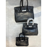 Tarpvalstybinė platinos spalvos krokodilo ra&scaron;to rankinė 20/25/30 cm Europos ir Amerikos mados akmens ra&scaron;to ne&scaron;iojama pirkinių krep&scaron;io didmeninė prekyba 20*10*15CM juoda