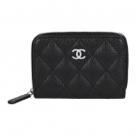 CHANEL klasikinė užtrauktuku, grūdėta, sidabro sagtimi, ver&scaron;io odos, su metaline pinigine, moteri&scaron;ka, juoda One Size-Box(Basic Set+Box) juoda