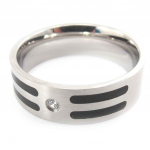 Bague Acier 'Tony' Noir Argent&eacute; 58