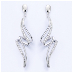 Les Tr&eacute;sors De Lily [I9849] &ndash; Sidabriniai auskarai &bdquo;D&eacute;esse&ldquo; Sidabriniai balti (padengti rodžiu) &ndash; 50x15 mm
