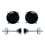Les Tr&eacute;sors De Lily [L6293] - Boucles argent 'Essentiel' noir argent&eacute; (rhodi&eacute;) - 5 mm