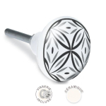 Les Tr&eacute;sors De Lily [A2528] - Bouton meuble c&eacute;ramique 'Carreaux de Ciment' noir gris blanc - 65x35 mm juoda