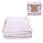 Les Tr&eacute;sors De Lily [A2791] - Plaid flanelle sherpa 'Chalet' gris - 120x150 cm pilka