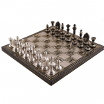 Staunton Inspired Prabangus žalvarinis metalinis &scaron;achmatų figūrėlių lentų rinkinys 30,48 cm sidabrinis, juodas
