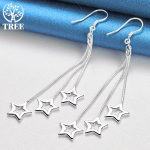 925 sterlingų sidabro trijų gyvačių grandinės žvaigždės auskarai papuo&scaron;alai