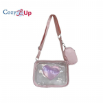 Cosy Up Cross Body moteri&scaron;kas krep&scaron;ys Dviejų dalių rinkinys su PVC vienos peties permatomu pečių krep&scaron;iu 20cm * 10cm * 13cm rožinė