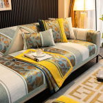 &Scaron;enilinė sofos pagalvėlė &bdquo;Four Seasons&ldquo; universali žakardo lapų sofos apsauga nuo slydimo rank&scaron;luostis, skirtas svetainės dekoravimui 70x70cm 1pcs