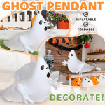 Helovino kiemo baro &bdquo;Haunted House&ldquo; prekybos centro puo&scaron;mena gali pakabinti ypač didelį storą pripučiamą vaiduoklį One Size balta