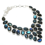 Labradorito brangakmenis rankų darbo 925 prabos sidabro papuo&scaron;alai vėrinys 18 q5W54